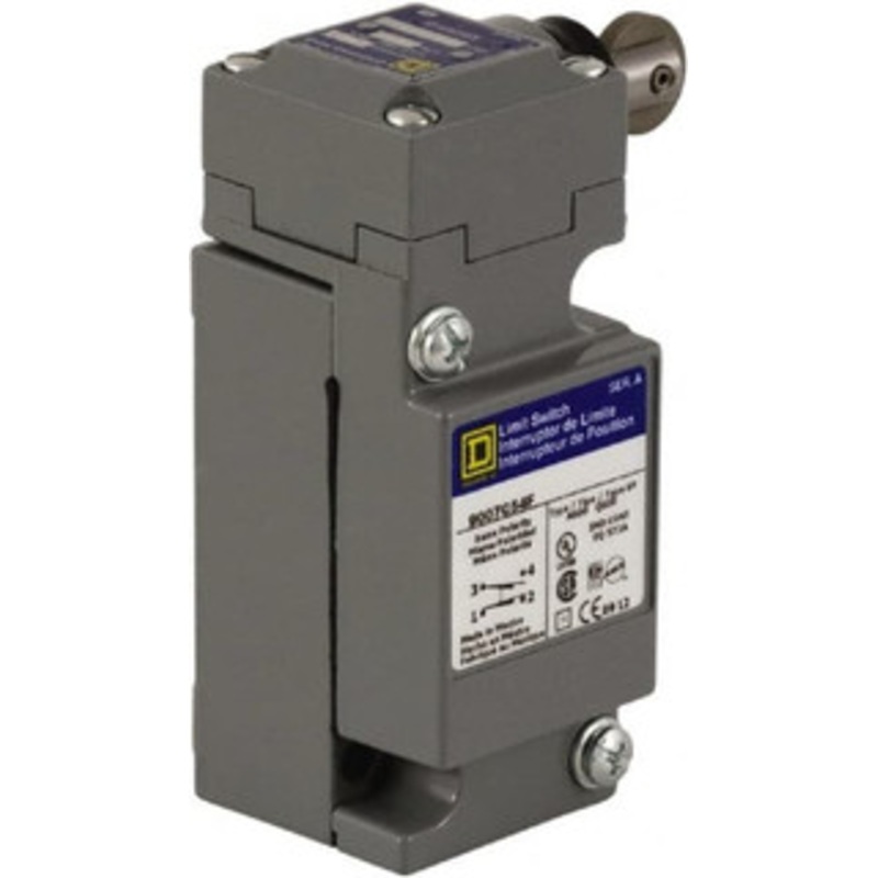 Square D SPDT, NC/NO, 600 Volt Screw Terminal, Roller Plunger Actuator, General Purpose Limit Switch 1, 2, 4, 6, 12, 13, 6P NEMA Rating, IP67 IPR Rating 9007C54F - 03656576