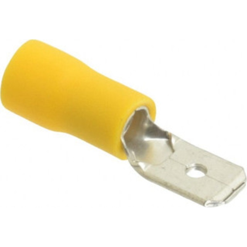 Thomas & Betts 12 to 10 AWG Fully Insulated Male Wire Disconnect 1/4 Tab, Yellow, RoHS Compliant, UL 94 V-0 TV10-250MD-XV - 68887132