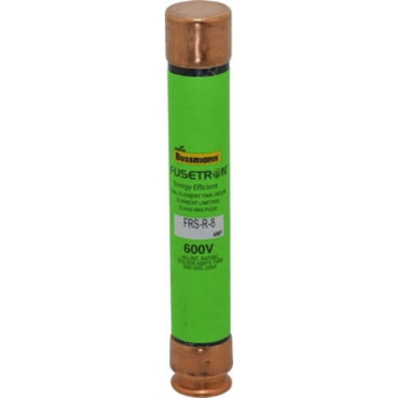 Bussmann 300 VDC, 600 VAC, 8 Amp, Time Delay General Purpose Fuse Fuse Holder Mount, 127mm OAL, 20 at DC, 200 (RMS) kA Rating, 13/16 Diam FRS-R-8 - 75909002