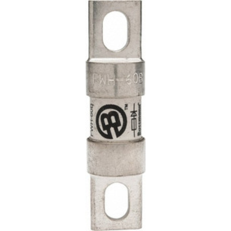 Bussmann 500 VAC/VDC, 60 Amp, Fast-Acting Semiconductor/High Speed Fuse Bolt-on Mount, 3-3/16 OAL, 200 (RMS Symmetrical), 50 at DC kA Rating, 13/16 Diam FWH-60B - 75382879