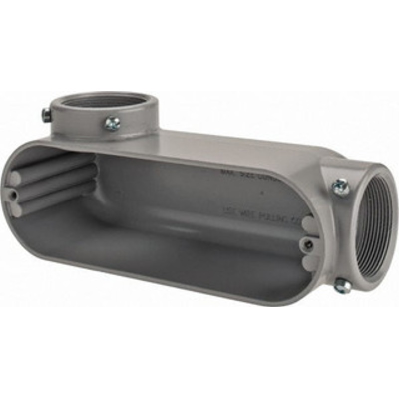 Crouse-Hinds Form 5, LL Body, 2 Trade, EMT, IMC, Rigid Aluminum Conduit Body Rectangle, 10.2 OAL, 69.7 cc Capacity, Gray LL65 MT - 04507182