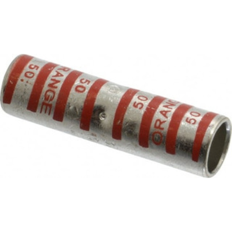 Thomas & Betts 3/0 AWG Compatible, Noninsulated, Crimp-On Butt Splice Terminal 2 Wire Entries, Copper Contacts, Tin Contact Plating, 2-1/4 OAL, Orange 54811 - 54059472