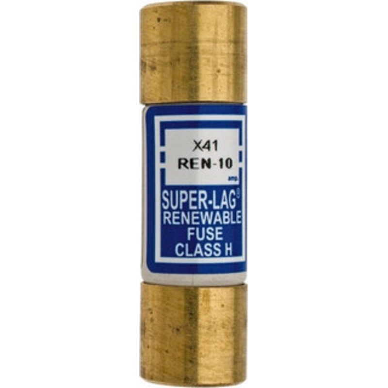 Bussmann 250 VAC, 10 Amp, Time Delay Renewable Fuse Fuse Holder Mount, 50.8mm OAL, 10 (RMS) kA Rating, 9/16 Diam REN-10 - 75380519