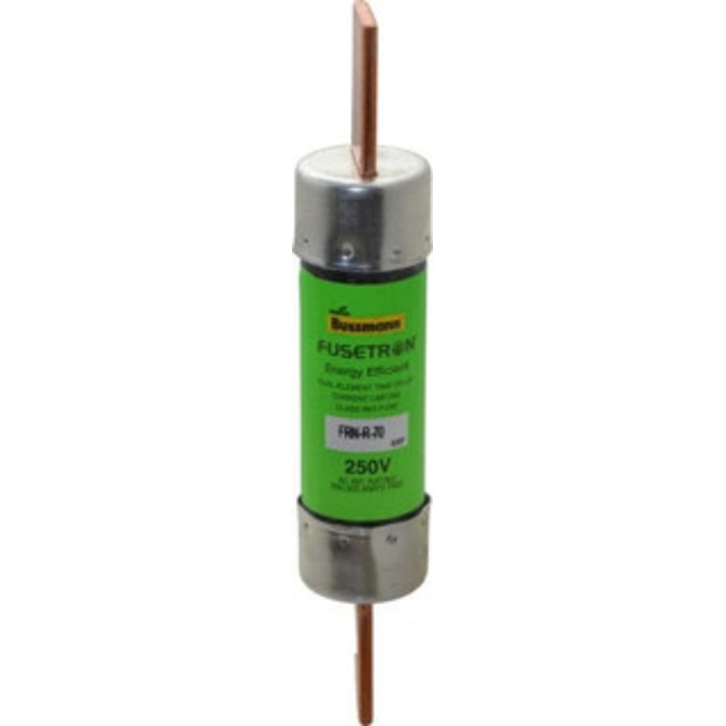 Bussmann 250 VAC, 70 Amp, Time Delay General Purpose Fuse Bolt-on Mount, 5-7/8 OAL, 20 at DC, 200 (RMS) kA Rating, 1-1/16 Diam FRN-R-70 - 75908384