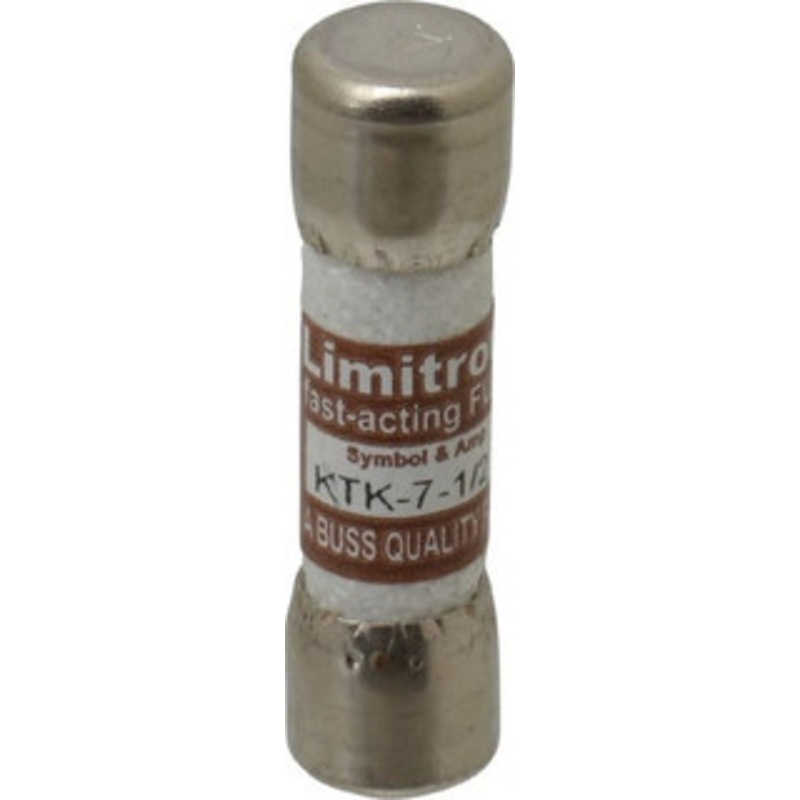 Bussmann 600 VAC, 7.5 Amp, Fast-Acting General Purpose Fuse Fuse Holder Mount, 1-1/2 OAL, 100 at AC kA Rating, 13/32 Diam KTK-7-1/2 - 84682418