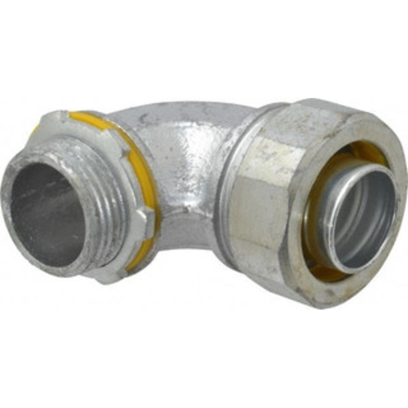 Crouse-Hinds 1 Trade Liquidtight Conduit Connector Malleable Iron, Noninsulated, Angled Connector, Threaded Connection LT10090 - 04913547