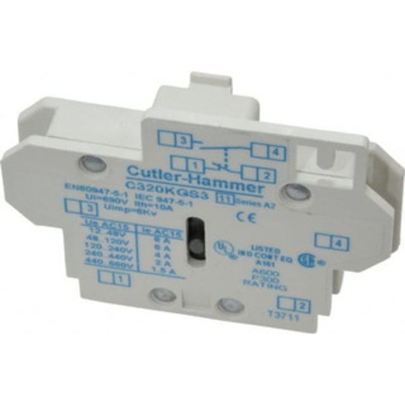 Eaton Cutler-Hammer Starter Auxiliary Contact For Use with 10-60A Contactors C320KGS3 - 02354033