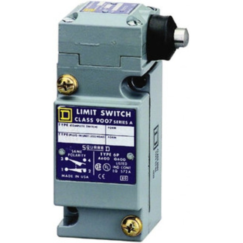 Square D SPDT, NC/NO, 600 Volt Screw Terminal, Plunger Actuator, General Purpose Limit Switch 1, 2, 4, 6, 12, 13, 6P NEMA Rating, IP67 IPR Rating 9007C54G - 69669687