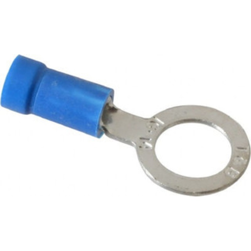 Thomas & Betts 18-14 AWG Partially Insulated Crimp Connection D Shaped Ring Terminal 5/16 Stud, 1.15 OAL x 1/2 Wide, Tin Plated Copper Contact 14RB-516 - 54063870