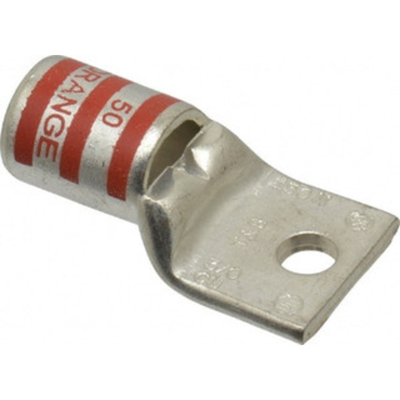 Thomas & Betts 3/0 AWG Noninsulated Compression Connection Rectangle Ring Terminal 1/4 Stud, 1-3/4 OAL x 0.92 Wide, Tin Plated Copper Contact 54162-TB - 54056783
