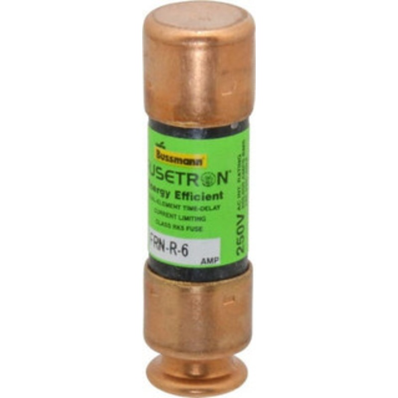 Bussmann 125 VDC, 250 VAC, 6 Amp, Time Delay General Purpose Fuse Fuse Holder Mount, 50.8mm OAL, 20 at DC, 200 (RMS) kA Rating, 9/16 Diam FRN-R-6 - 75908327