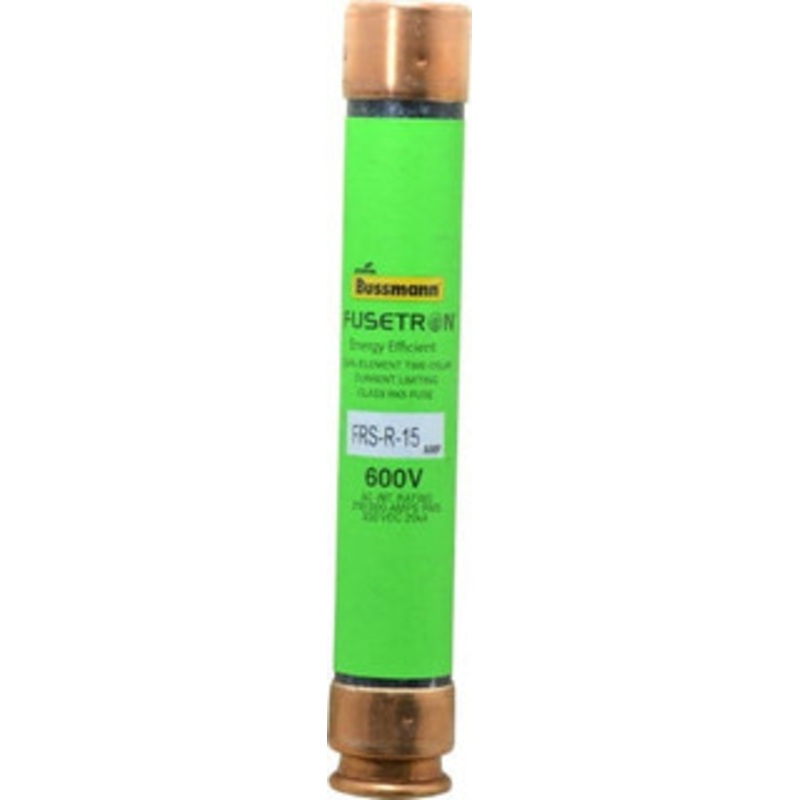 Bussmann 300 VDC, 600 VAC, 15 Amp, Time Delay General Purpose Fuse Fuse Holder Mount, 127mm OAL, 20 at DC, 200 (RMS) kA Rating, 13/16 Diam FRS-R-15 - 75908582