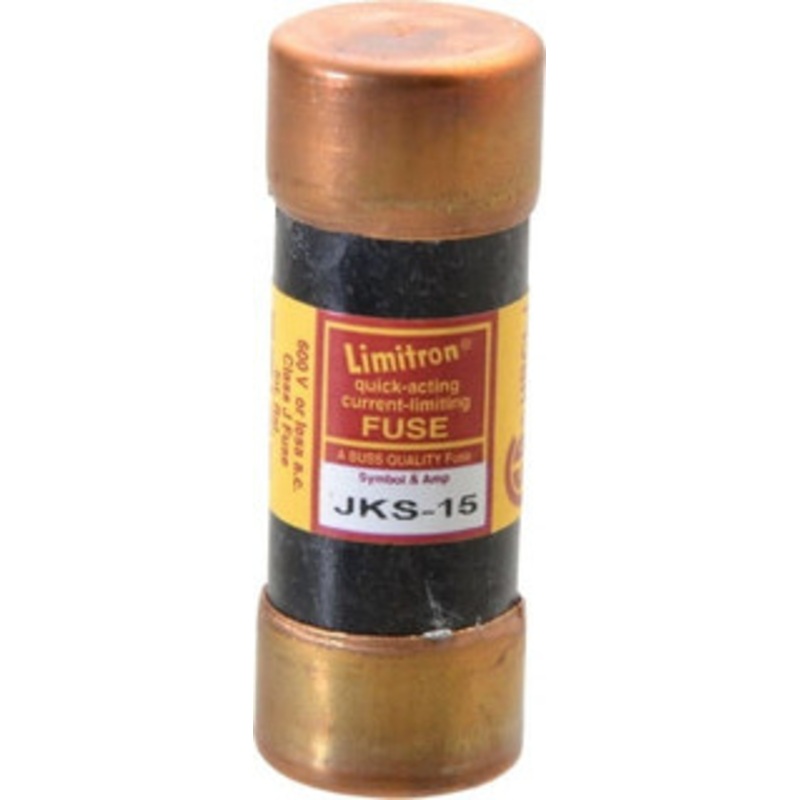 Bussmann 600 VAC, 15 Amp, Fast-Acting General Purpose Fuse Fuse Holder Mount, 2-1/4 OAL, 200 (RMS) kA Rating, 13/16 Diam JKS-15 - 74975533