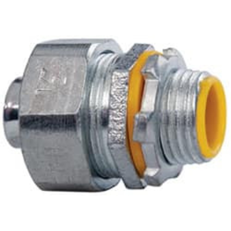 Crouse-Hinds 1/2 Trade Liquidtight Conduit Connector Malleable Iron, Insulated, Straight Connector, Threaded Connection LTB50 - 04517710