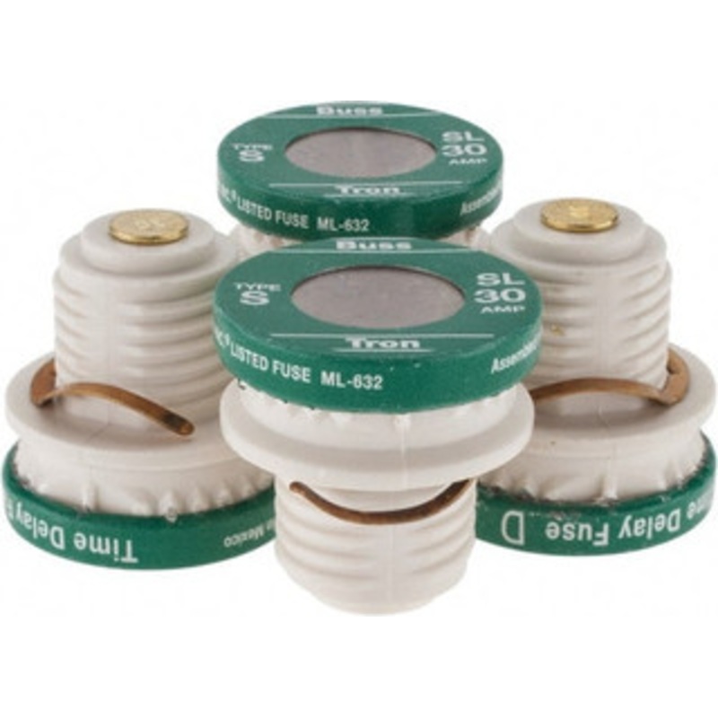 Ferraz Shawmut 125 VAC, 30 Amp, Time Delay Plug Fuse Screw Mount Mount, 1.29 OAL, 10 at AC kA Rating, 1-1/8 Diam GSL30-MSC - 54014683