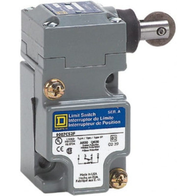 Square D SPDT, NC/NO, 600 Volt Screw Terminal, Roller Plunger Actuator, General Purpose Limit Switch 1, 2, 4, 6, 12, 13, 6P NEMA Rating, IP67 IPR Rating 9007C52F - 69658789