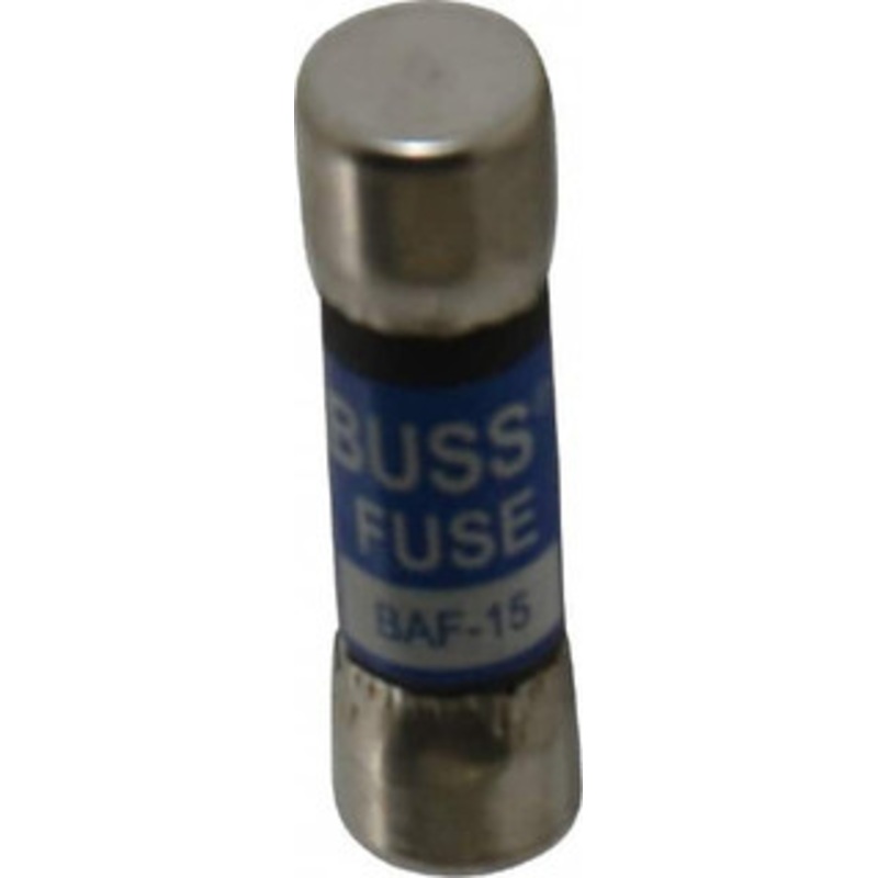 Bussmann 250 VAC, 15 Amp, Fast-Acting General Purpose Fuse Fuse Holder Mount, 1-1/2 OAL, 10 at 125 V kA Rating, 13/32 Diam BAF-15 - 74975384