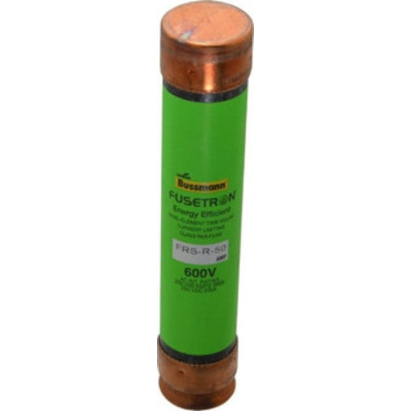 Bussmann 250 VDC, 600 VAC, 50 Amp, Time Delay General Purpose Fuse Fuse Holder Mount, 5-1/2 OAL, 20 at DC, 200 (RMS) kA Rating, 1-1/16 Diam FRS-R-50 - 75908905