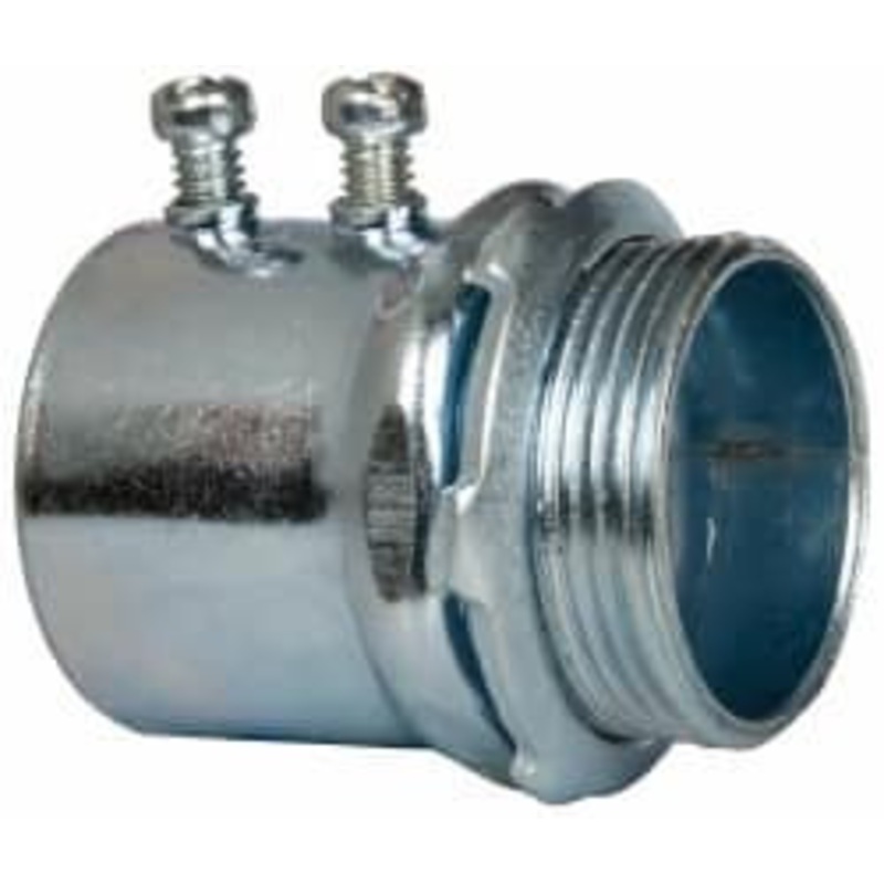 Crouse-Hinds 1-1/4 Trade EMT Conduit Connector Steel, Noninsulated, Straight Connector, Set Screw Connection 453 - 04518668