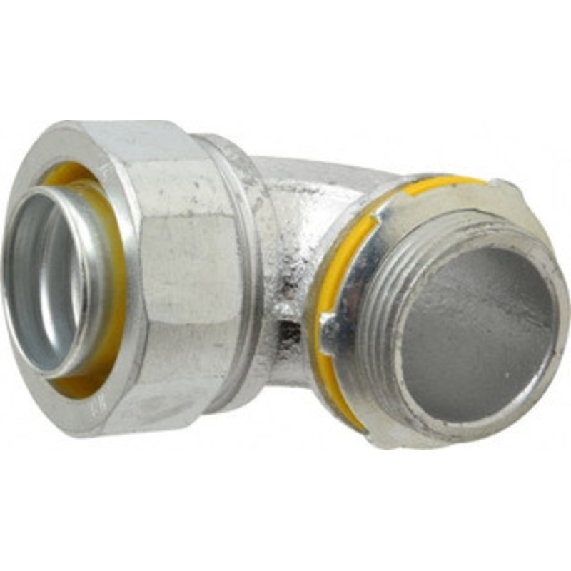 Crouse-Hinds 1-1/4 Trade Liquidtight Conduit Connector Malleable Iron, Noninsulated, Angled Connector, Threaded Connection LT12590 - 04913588