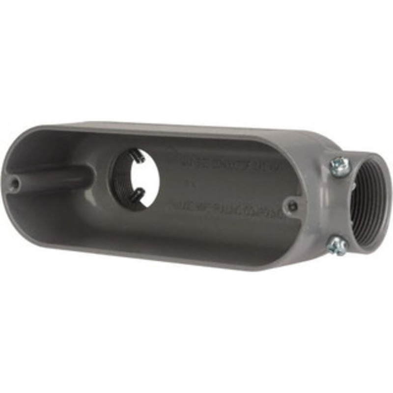 Crouse-Hinds Form 5, LB Body, 1-1/4 Trade, EMT, IMC, Rigid Aluminum Conduit Body Rectangle, 7.79 OAL, 32.3 cc Capacity, Gray LB45 MT - 04507026
