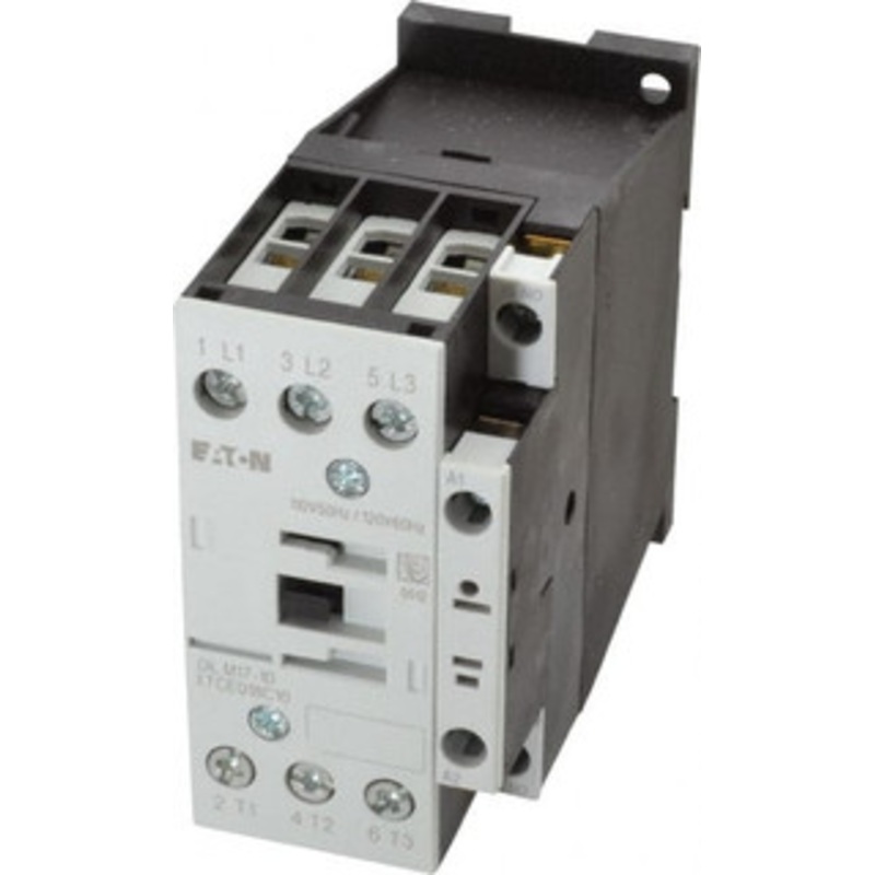 Eaton Cutler-Hammer 3 Pole, 110 Coil VAC at 50 Hz and 120 Coil VAC at 60 Hz, 40 Amp, Nonreversible Open Enclosure IEC Contactor 1 Phase hp: 2 at 115V, 2 at 200V, 3 at 230V, 3 Phase hp: 10 at 460V, 15 at 575V, 5 at 200V XTCE018C10A - 08804726