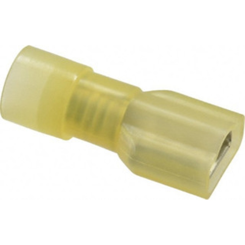 Thomas & Betts 12 to 10 AWG Fully Insulated Female Wire Disconnect 1/4 Tab, Yellow, CSA Certified, RoHS Compliant, UL 94 V-2, UL File E9809, UL Listed TNF10-250FD-XV - 68887009