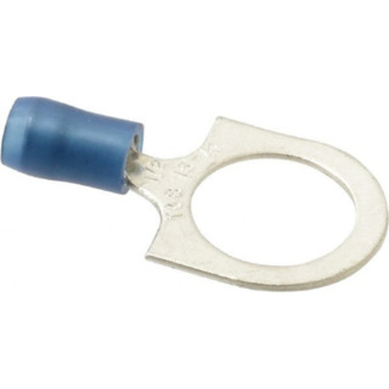Thomas & Betts 18-14 AWG Partially Insulated Crimp Connection D Shaped Ring Terminal 1/2 Stud, 1-1/4 OAL x 0.72 Wide, Tin Plated Copper Contact RB14-12 - 54063417