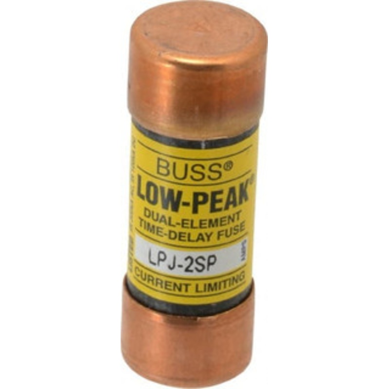 Bussmann 300 VDC, 600 VAC, 2 Amp, Time Delay General Purpose Fuse Fuse Holder Mount, 2-1/4 OAL, 100 at DC, 300 at AC (RMS) kA Rating, 13/16 Diam LPJ-2SP - 75390542