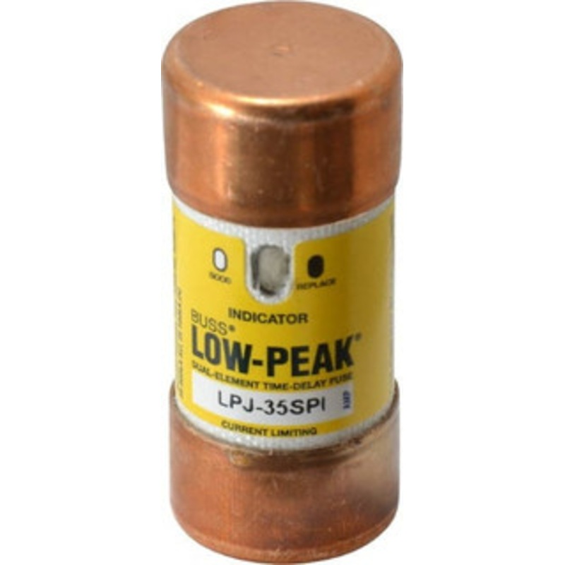 Bussmann 300 VDC, 600 VAC, 35 Amp, Time Delay General Purpose Fuse Fuse Holder Mount, 2-3/8 OAL, 100 at DC, 300 at AC (RMS) kA Rating, 1-1/16 Diam LPJ-35SPI - 92129345