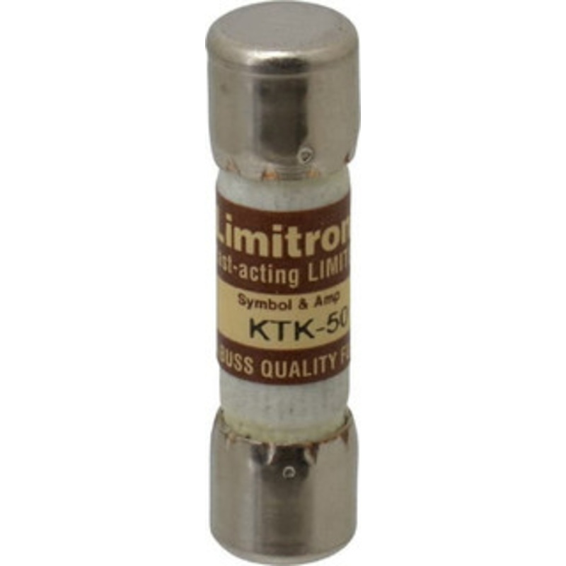Bussmann 600 VAC, 50 Amp, Fast-Acting General Purpose Fuse Fuse Holder Mount, 1-1/2 OAL, 100 at AC kA Rating, 13/32 Diam KTK-50 - 84682384