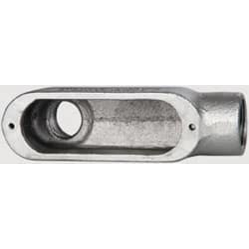 Crouse-Hinds Form 5, LB Body, 1 Trade, Rigid Malleable Iron Conduit Body Oval, 6.2 OAL, 12-1/2 cc Capacity, Gray LB100M - 04505319