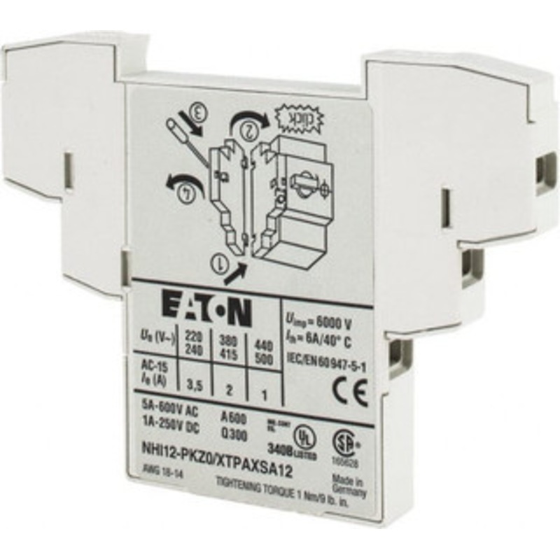 Eaton Cutler-Hammer Starter Side Mount Auxiliary Contact For Use with XTPAXFA, XTPAXSATR, XTPB, XTPM, XTPR, XTPT XTPAXSA12 - 08805806