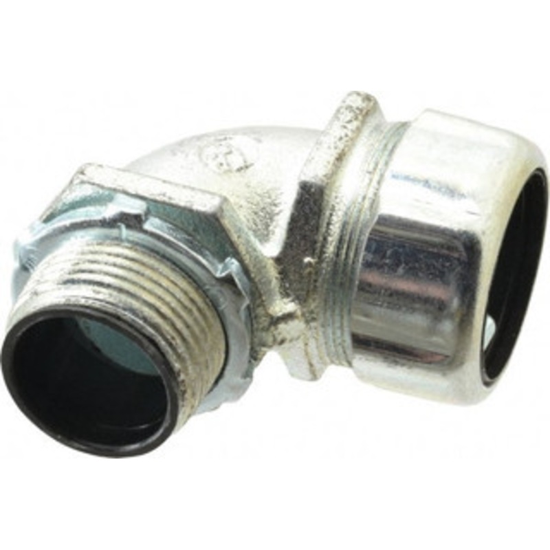 Thomas & Betts 1 Trade Liquidtight Conduit Connector Steel, Insulated, Angled Connector, Threaded Connection 5354HT - 57299778