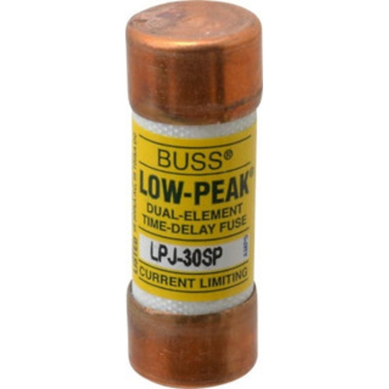 Bussmann 300 VDC, 600 VAC, 30 Amp, Time Delay General Purpose Fuse Fuse Holder Mount, 2-1/4 OAL, 100 at DC, 300 at AC (RMS) kA Rating, 13/16 Diam LPJ-30SP - 75390633