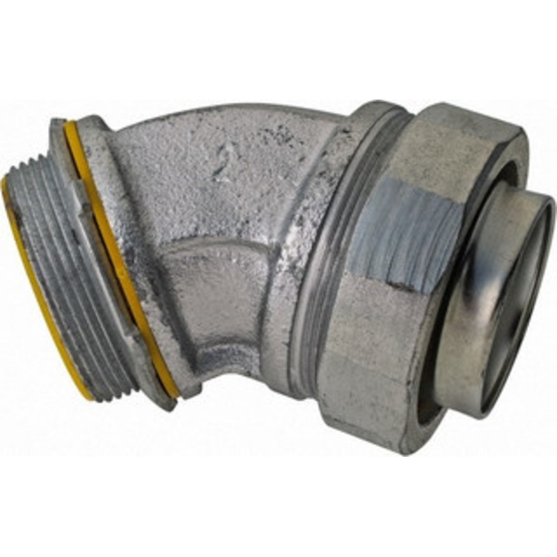 Crouse-Hinds 2 Trade Liquidtight Conduit Connector Malleable Iron, Insulated, Angled Connector, Threaded Connection LTB20045 - 04517595