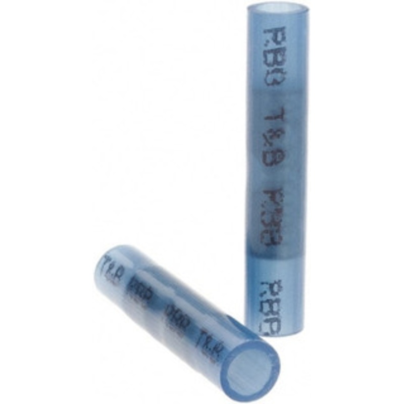 Value Collection 16 to 14 AWG Compatible, Nylon Fully Insulated, Crimp-On Butt Splice Terminal 2 Wire Entries, Copper Contacts, Tin Contact Plating, Blue BD-18301 - 43579226