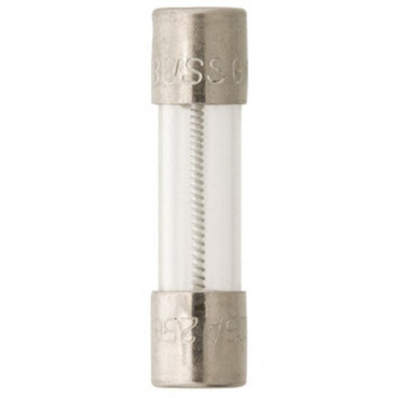 Bussmann 250 VAC, 32 VDC, 0.125 Amp, Time Delay Miniature Glass Fuse 20mm OAL, 10 at 125 V kA Rating, 5mm Diam GMD-125-R - 71924559