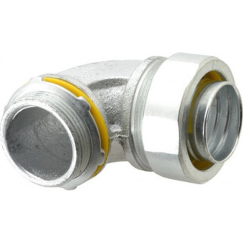 Crouse-Hinds 1-1/2 Trade Liquidtight Conduit Connector Malleable Iron, Noninsulated, Angled Connector, Threaded Connection LT15090 - 04913612