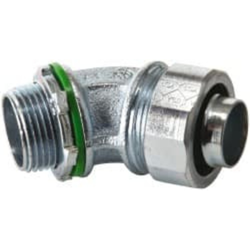 Crouse-Hinds 3/4 Trade Liquidtight Conduit Connector Malleable Iron, Noninsulated, Angled Connector, Threaded Connection LTK7545 - 04913497