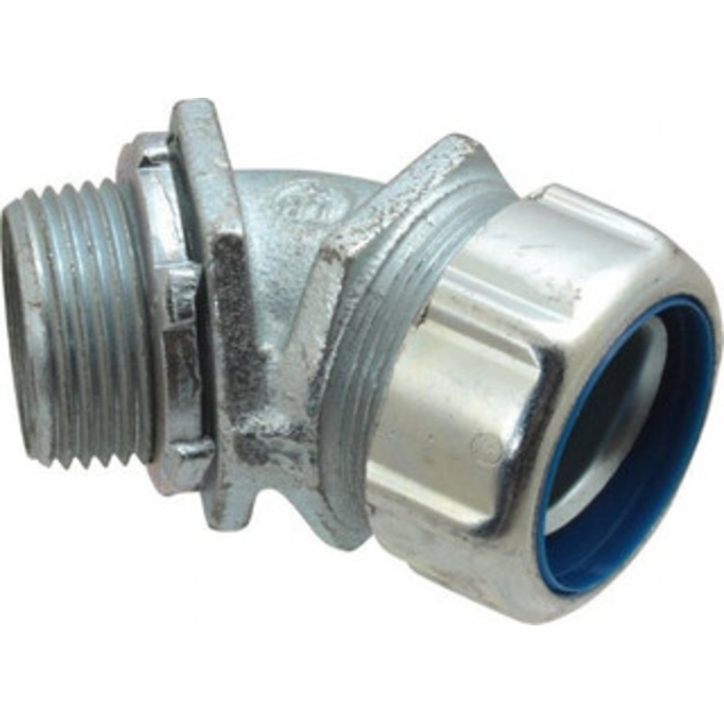 Thomas & Betts 1 Trade Liquidtight Conduit Connector Malleable Iron, Noninsulated, Angled Connector, Threaded Connection 5244 - 54058821