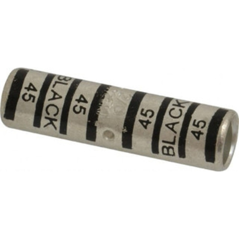 Thomas & Betts 2/0 AWG Compatible, Noninsulated, Crimp-On Butt Splice Terminal 2 Wire Entries, Copper Contacts, Tin Contact Plating, 2.13 OAL, Black 54810 - 54059464