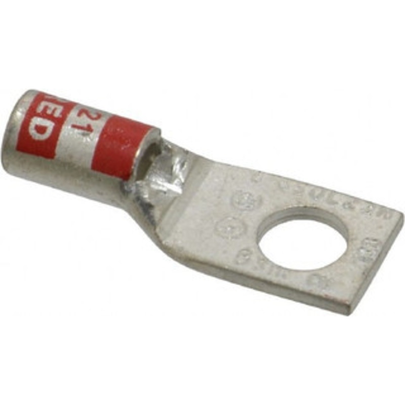 Thomas & Betts 8 AWG Noninsulated Compression Connection Square Ring Terminal 1/4 Stud, 1.2 OAL x 0.45 Wide, Tin Plated Copper Contact 54130 - 54056510