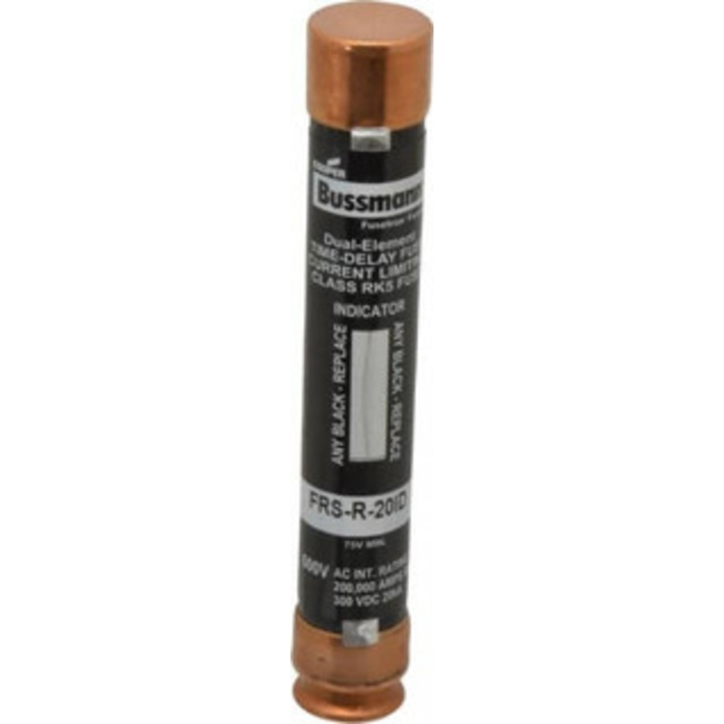 Bussmann 300 VDC, 600 VAC, 20 Amp, Time Delay General Purpose Fuse Fuse Holder Mount, 127mm OAL, 20 at DC, 200 (RMS) kA Rating, 20.6mm Diam FRS-R-20ID - 91700351