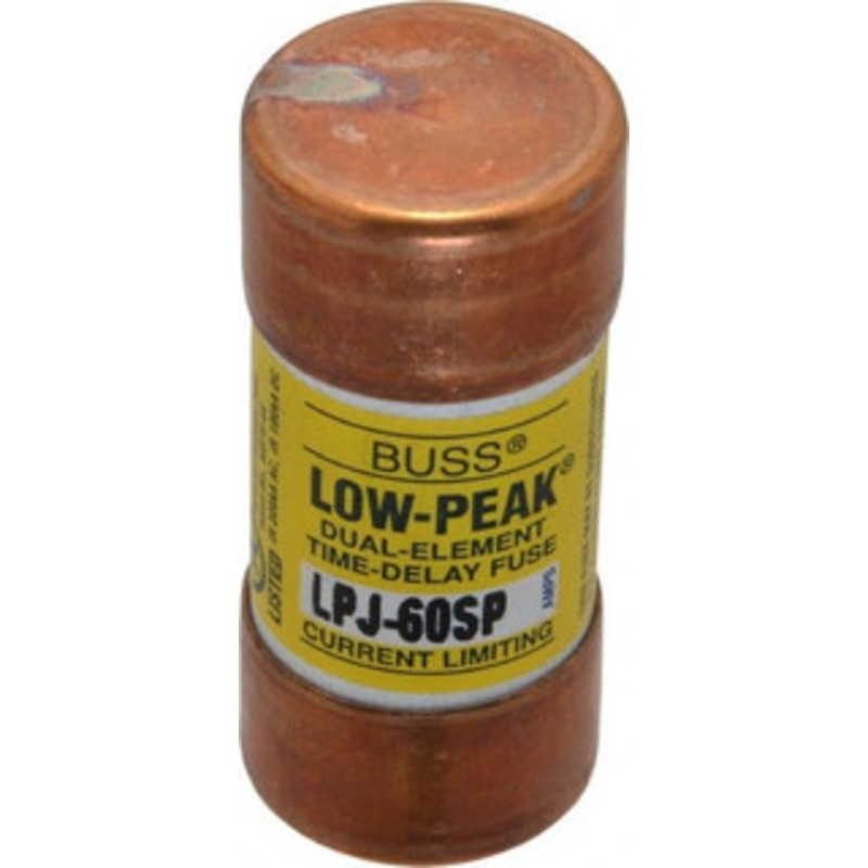 Bussmann 300 VDC, 600 VAC, 60 Amp, Time Delay General Purpose Fuse Fuse Holder Mount, 2-3/8 OAL, 100 at DC, 300 at AC (RMS) kA Rating, 1-1/16 Diam LPJ-60SP - 75390781