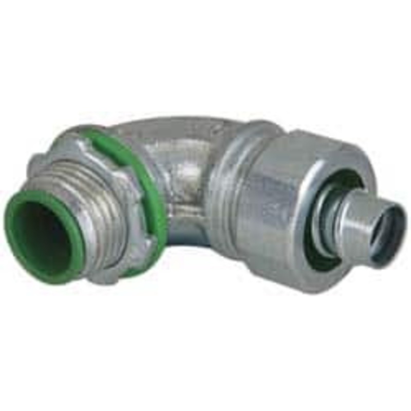 Crouse-Hinds 3/8 Trade Liquidtight Conduit Connector Malleable Iron, Insulated, Angled Connector, Threaded Connection LTBK3890 - 04517397