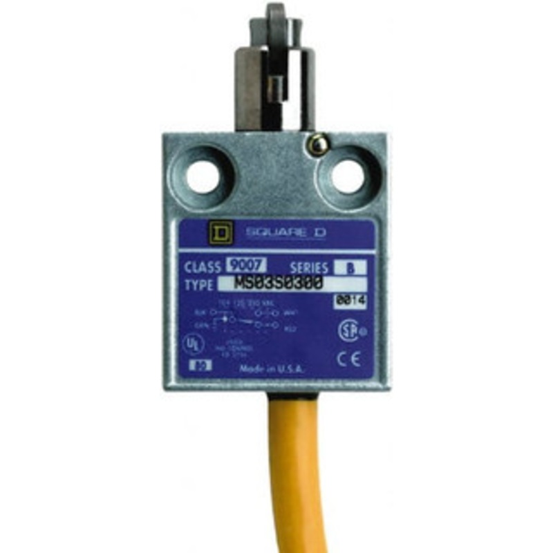 Square D SPDT, NC/NO, Multiple VAC Levels, Prewired Terminal, Cross Roller Plunger Actuator, General Purpose Limit Switch 1, 2, 4, 6, 6P NEMA Rating, IP67 IPR Rating, 80 Ounce Operating Force 9007MS03S0300 - 59760686