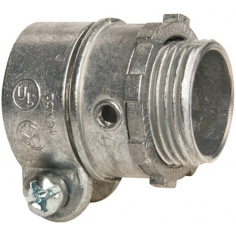 Thomas & Betts 3/4 Trade FMC Conduit Connector Die Cast Zinc, Noninsulated, Straight Connector, Squeeze Clamp Connection XC272 - 73124190