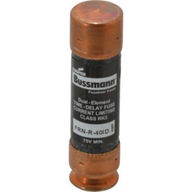 Bussmann 125 VDC, 250 VAC, 40 Amp, Time Delay General Purpose Fuse Fuse Holder Mount, 76.2mm OAL, 20 at DC, 200 (RMS) kA Rating, 20.6mm Diam FRN-R-40ID - 91700252