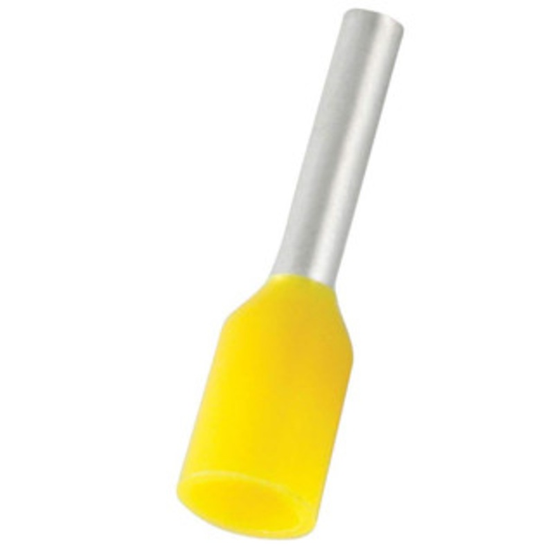 Value Collection Electrical Wire Ferrules, Insulation Type: Partially Insulated, Connection Type: Crimp, Compatible Wire Size (AWG): 18, Compatible Wire Size (sq mm): 1 (mm), Pin Length (Inch): 0.315, Pin Length (mm): 8 E1008-YELLOW - 14735583